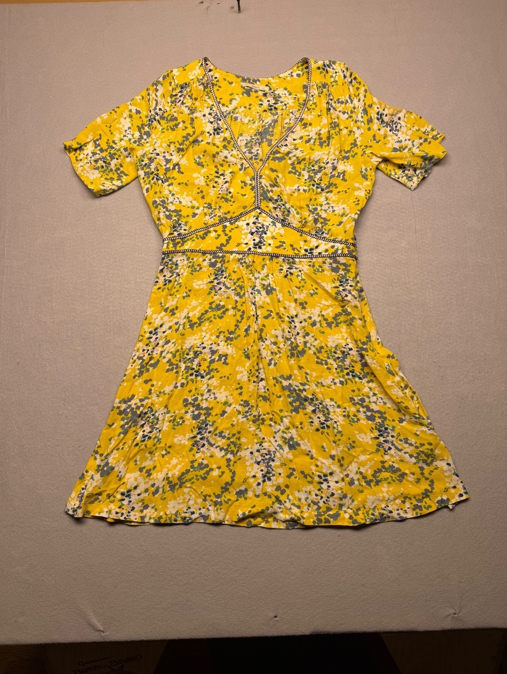 Sessùn Yellow Floral Viscose Wrap Dress Large